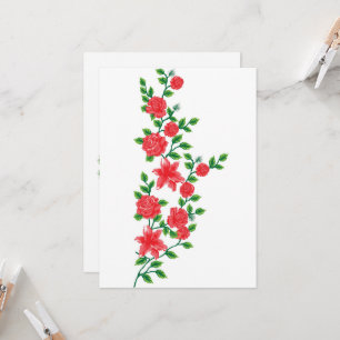 ein Bündel roter Blumen auf weißem Hintergrund Einladung