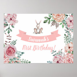 Ein Bunny Floral Birthday Poster