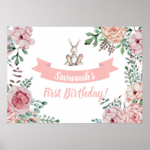 Ein Bunny Floral Birthday Poster