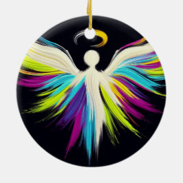 Ein bunter Engel Weihnachtsbaum Keramik Ornament