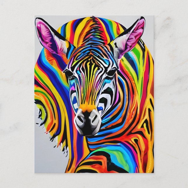 Ein bunter Regenbogenzebra Postkarte (Vorderseite)