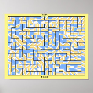 Ein buntes blaues und gelbes Labyrinth. Poster