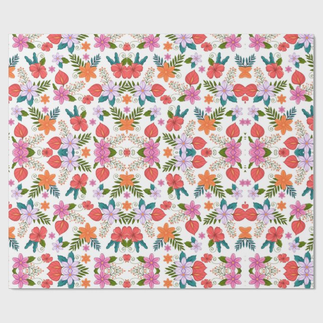 Ein buntes Blumen-Geschenkpapier mit lebendigem Ro Geschenkpapier (Flach)