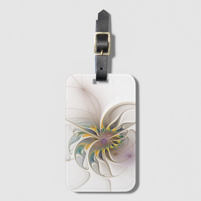Ein buntes Fraktal-Ornament. Abstrakte Blume  Gepäckanhänger (Vorderseite Vertikal)