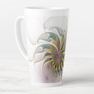 Ein buntes Fraktal-Ornament. Abstrakte Blume Milchtasse