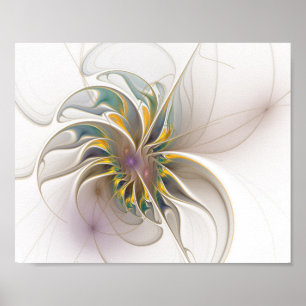 Ein buntes Fraktal-Ornament. Abstrakte Blume Poster