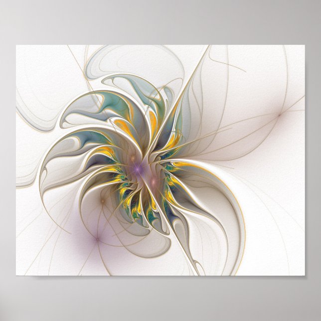 Ein buntes Fraktal-Ornament. Abstrakte Blume Poster (Vorne)