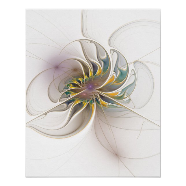 Ein buntes Fraktal-Ornament. Abstrakte Blume Poster (Vorderseite)