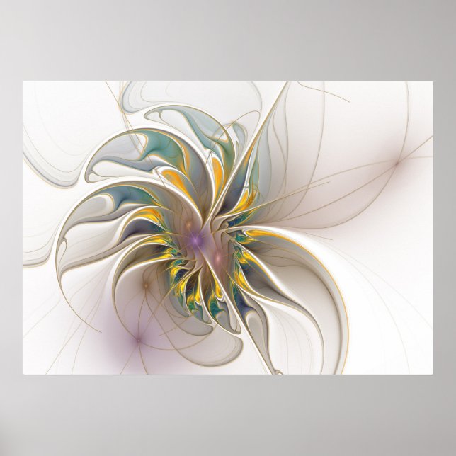 Ein buntes Fraktal-Ornament. Abstrakte Blume Poster (Vorne)