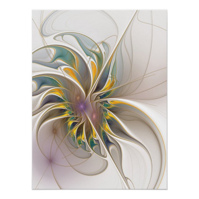Ein buntes Fraktal-Ornament. Abstrakte Blume Poster (Vorderseite)