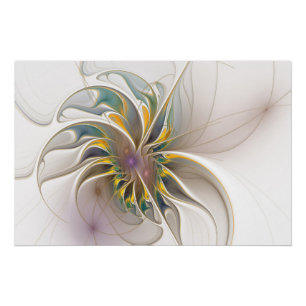 Ein buntes Fraktal-Ornament. Abstrakte Blume Poster