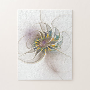 Ein buntes Fraktal-Ornament. Abstrakte Blume Puzzle