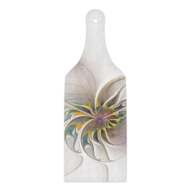 Ein buntes Fraktal-Ornament. Abstrakte Blume Schneidebrett (Vorderseite)