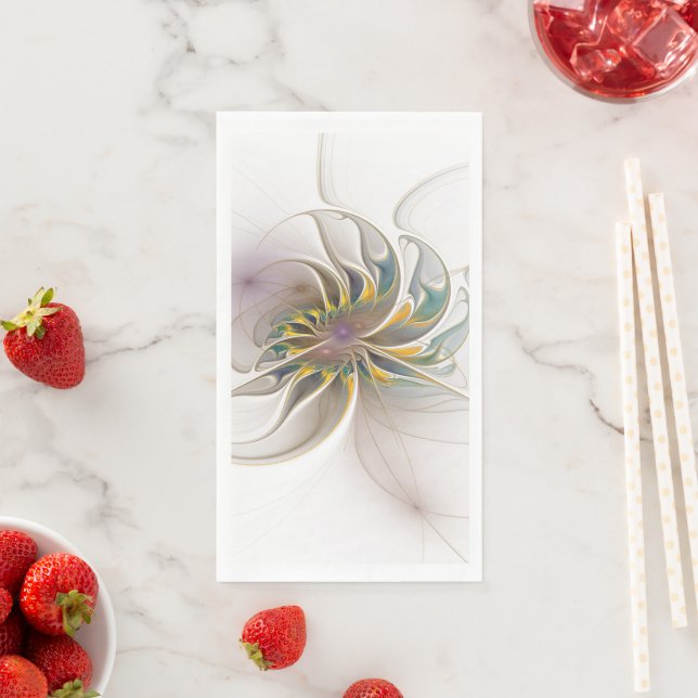 Ein buntes Fraktal-Ornament. Abstrakte Blume Serviette (Beispiel)