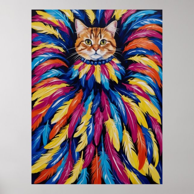 Ein buntes Portrait einer Katze Poster (Vorne)