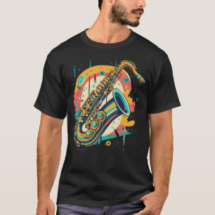 Ein buntes Saxophon, das schöne Jazzmusik spielt T-Shirt