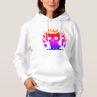 ein buntes Silhouette Cat Mem Hoodie
