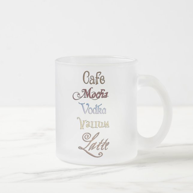 Ein Café-Mokka-Wodka-Valium Latte bitte Mattglastasse (Rechts)