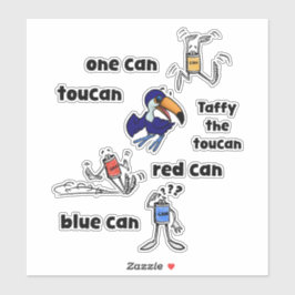 Ein Can Toucan Roter Can Blauer Can Aufkleber