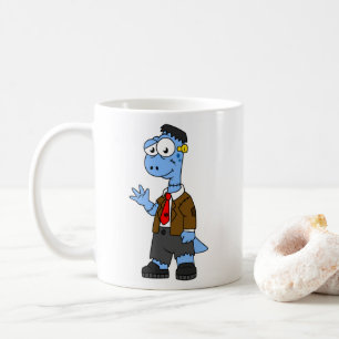 Ein Cartoon Brontosaurier verkleidete sich als Fra Kaffeetasse