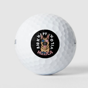 Ein Cartoon Deutscher Hirte in amerikanischen Flag Golfball