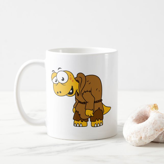 Ein Cartoon Dinosaurier Hunchback. Kaffeetasse (Mit Donut)