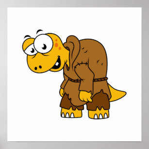 Ein Cartoon Dinosaurier Hunchback. Poster