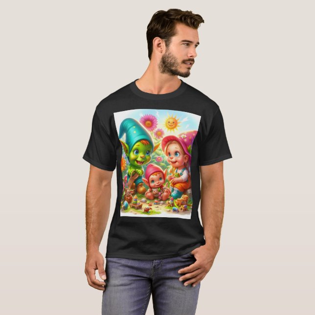 ein Cartoon eines Monsters mit Hut und Kind T-Shirt (Vorne ganz)