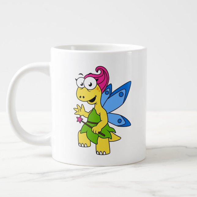 Ein Cartoon Fairysaur Dinosaurier. Jumbo-Tasse (Links)