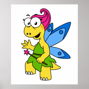 Ein Cartoon Fairysaur Dinosaurier. Poster