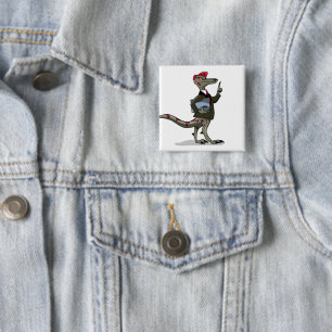 Ein Cartoon Iguanodon Clerk. Button