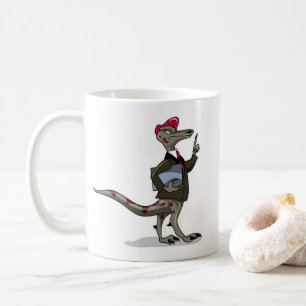 Ein Cartoon Iguanodon Clerk. Kaffeetasse