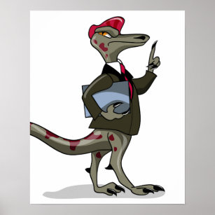 Ein Cartoon Iguanodon Clerk. Poster