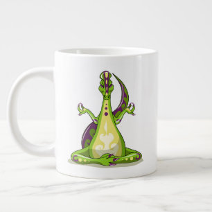 Ein Cartoon Iguanodon Dinosaurier, der Yoga macht. Jumbo-Tasse
