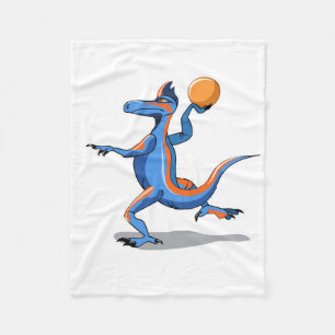 Ein Cartoon Iguanodon spielt Basketball. Fleecedecke