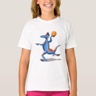 Ein Cartoon Iguanodon spielt Basketball. T-Shirt