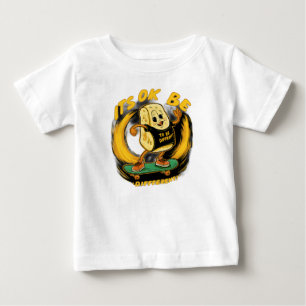 Ein Cartoon-Mozzaerlla-Stick auf der Skateboard, a Baby T-shirt
