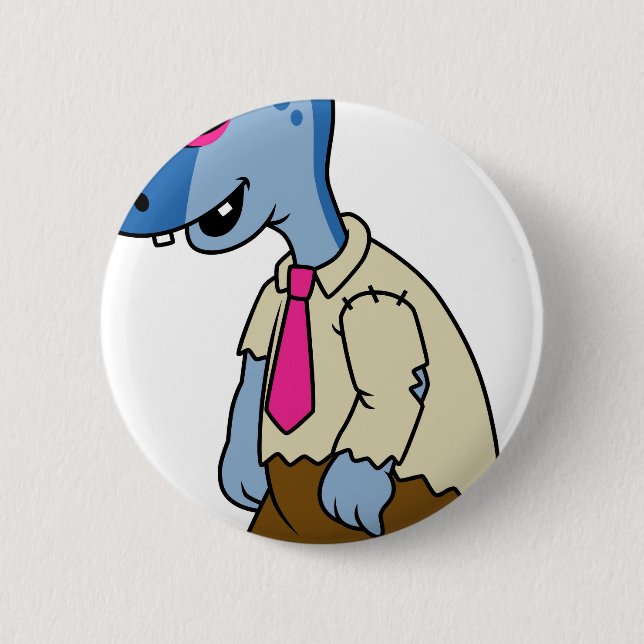 Ein Cartoon Parasaurolophus, der als Zombie verkle Button (Vorderseite)