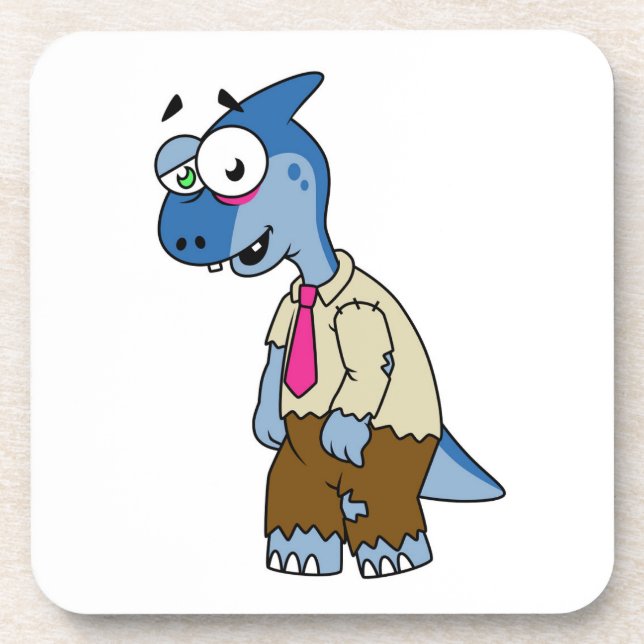 Ein Cartoon Parasaurolophus, der als Zombie verkle Getränkeuntersetzer (Vorderseite)