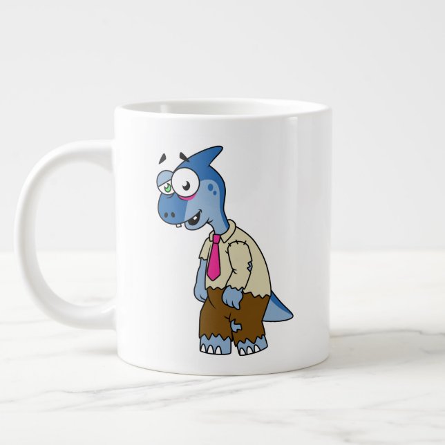 Ein Cartoon Parasaurolophus, der als Zombie verkle Jumbo-Tasse (Links)