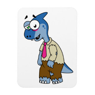 Ein Cartoon Parasaurolophus, der als Zombie verkle Magnet