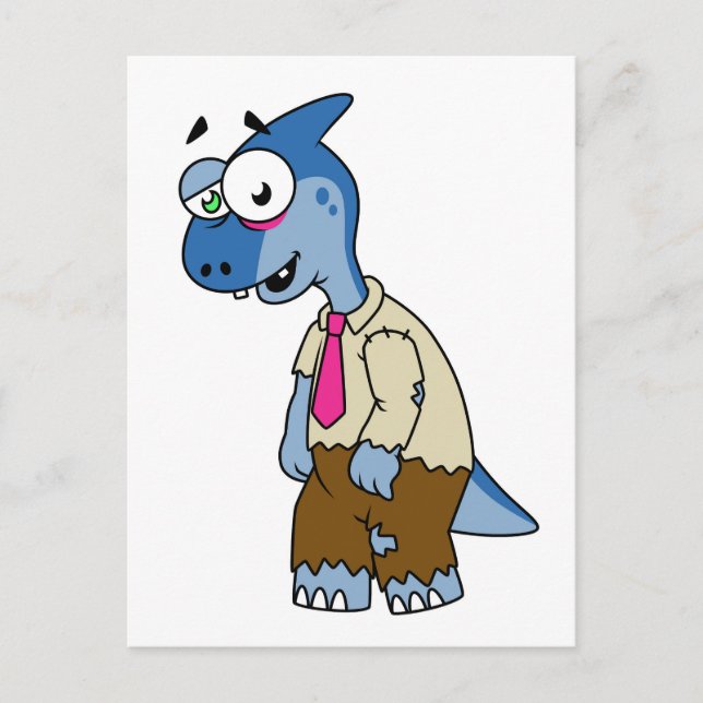 Ein Cartoon Parasaurolophus, der als Zombie verkle Postkarte (Vorderseite)