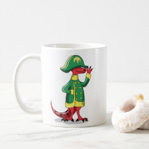 Ein Cartoon Tyrannosaur Rex verkleidet als Napoleo Kaffeetasse