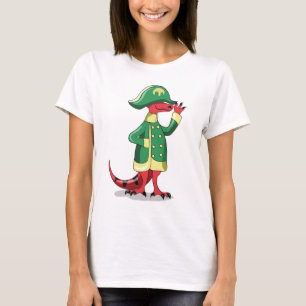 Ein Cartoon Tyrannosaur Rex verkleidet als Napoleo T-Shirt