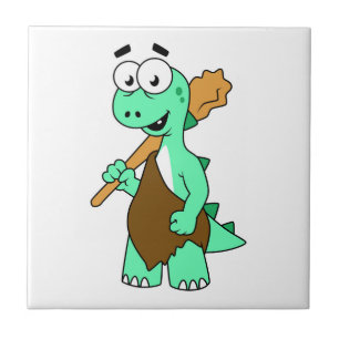 Ein Cartoon Tyrannosaurus Rex Caveman. Fliese