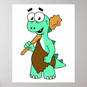 Ein Cartoon Tyrannosaurus Rex Caveman. Poster