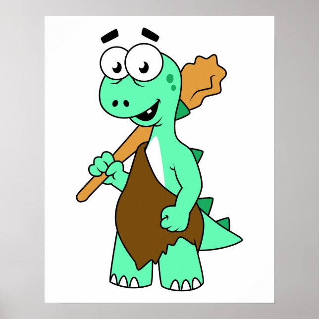 Ein Cartoon Tyrannosaurus Rex Caveman. Poster (Vorne)