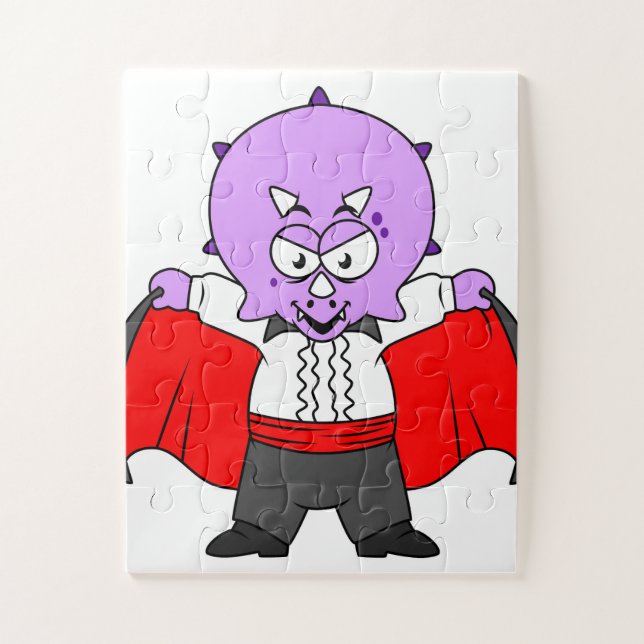 Ein Ceratops Dinosaurier verkleidete sich als Graf Puzzle (Vertikal)