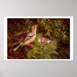 Ein Chaffinch am Nest, 1877 (Öl auf Tafel) Poster