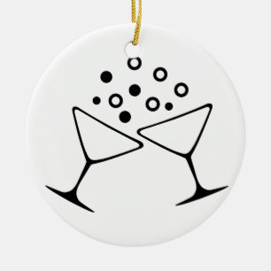 Ein Champagne-Toast Keramik Ornament